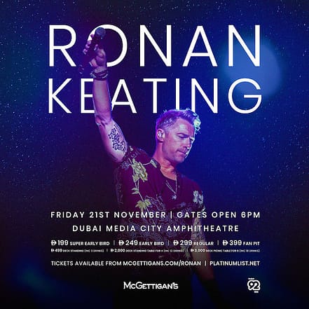 Ronan Keating Live in Dubai – Concerts TMLH.com Special Offers, Deals & Discounts in Turkey